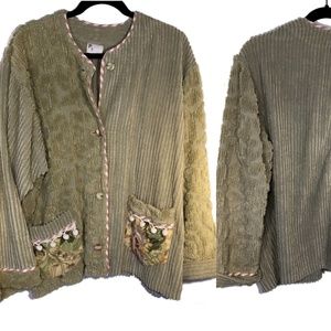 Chenille & Barkcloth Jacket Smock Cottagecore Vtg